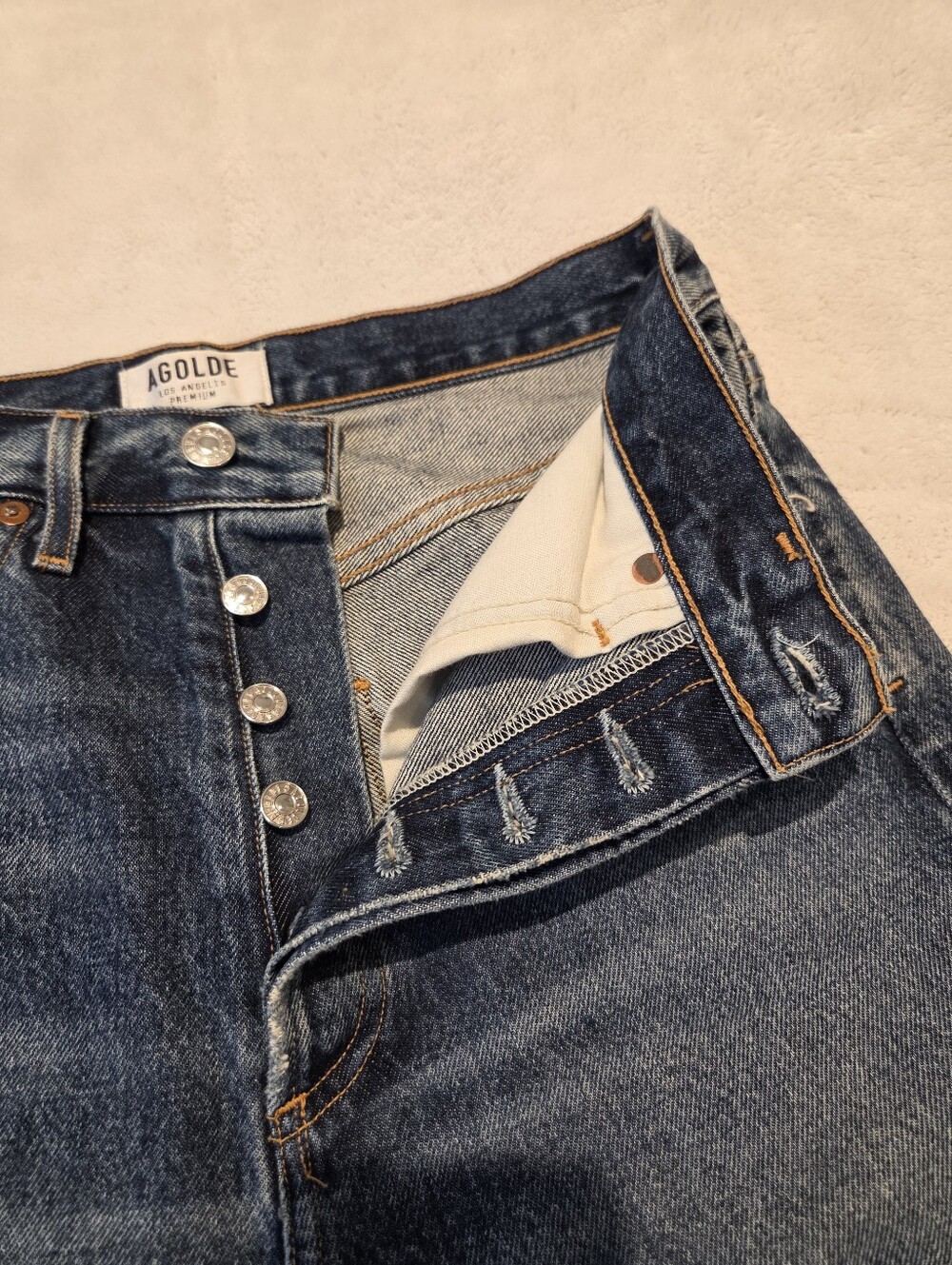 AGOLDE 90s High Rise Loose Fit Jeans Psyche Distressed Denim Size 25 - Picture 7 of 9